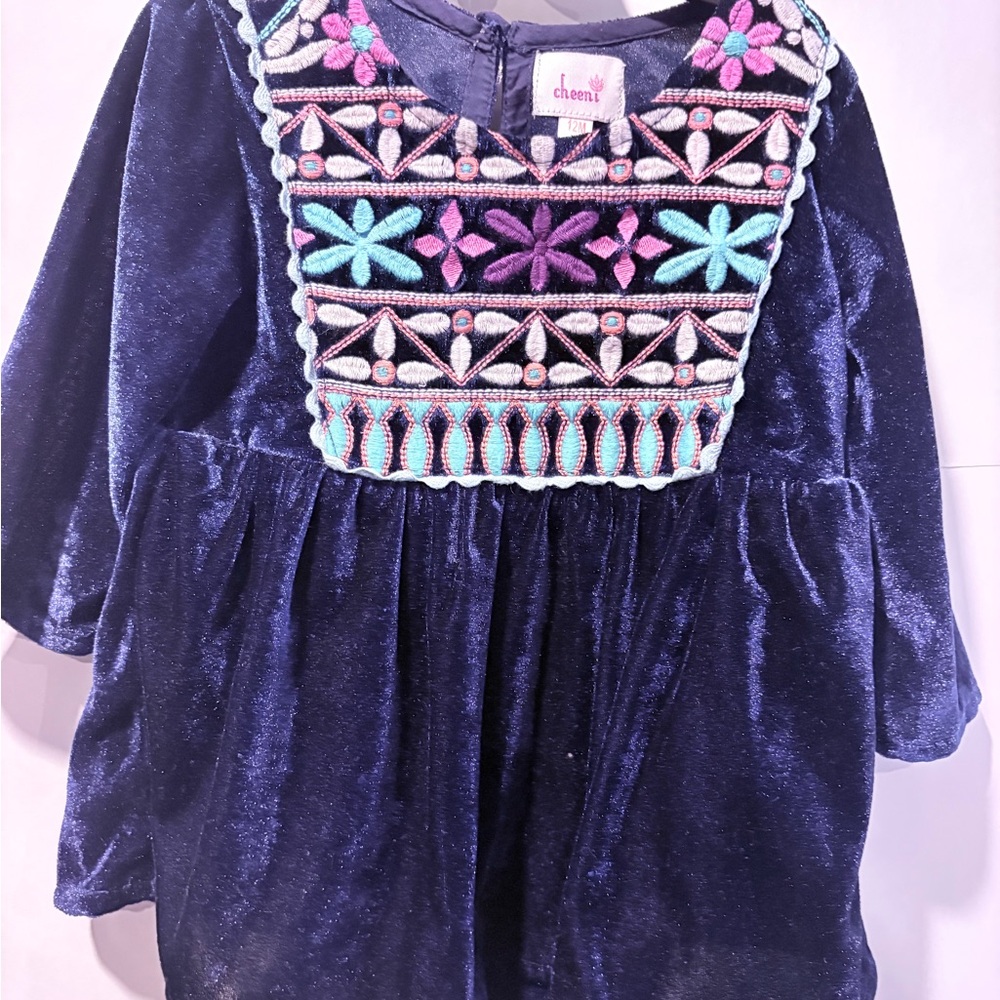 Kids Embroidered Navy One Piece